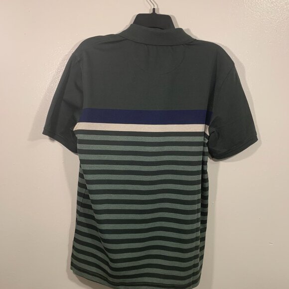 Izod Mens Small Deep Forest Striped Advantage Performance Polo Shirt - Picture 4 of 5